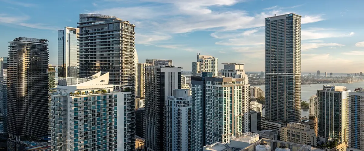 Brickell's high-rise condo towers packed along Biscayne Bay
