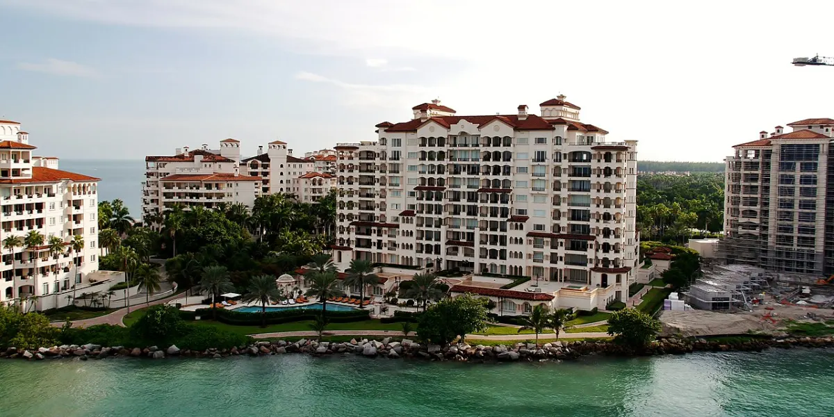 Fisher Island condominium buildings seen from the water